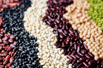black white red beans chickpeas background