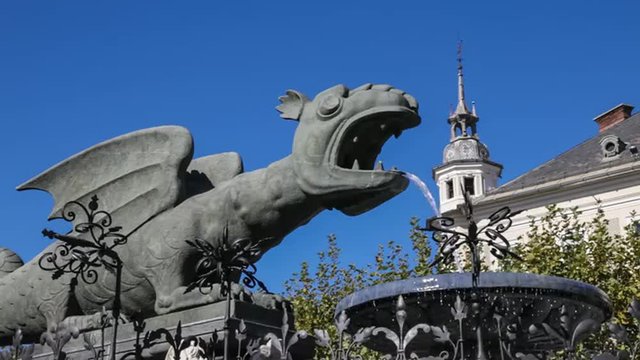 Lindworm Fountain in Klagenfurt, Austria