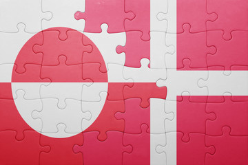 puzzle with the national flag of greenland and denmark