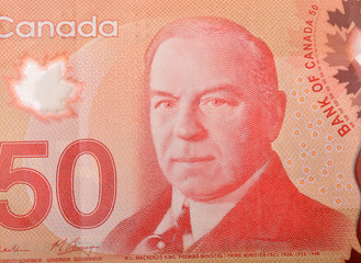 Canadian dollar bank note close up