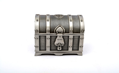 Old fassioned treasure box isolated on white