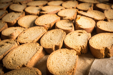 rack of organic baked biscuits in an industrial oven