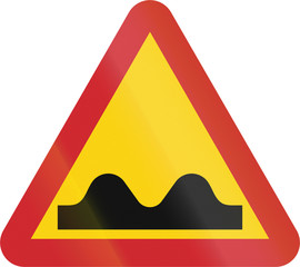 Road sign used in Sweden - Uneven road ahead