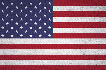 Mosaic grunge textured USA flag illustration. Grunge and mosaic effect used.