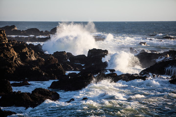Waves Crashing on California's Shore