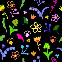 Cute seamless doodle floral ornament