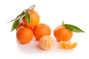 Ripe sweet tangerine, isolated on white