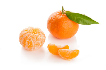 Ripe sweet tangerine, isolated on white