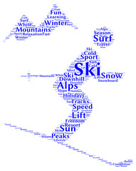 Ski pictogram word cloud illustration