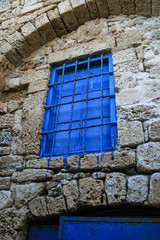 Fototapeta na wymiar Blue doorway and door, Jaffa (Japho or Joppa), Israel