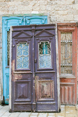 Ancient doors and door frames being restored, Jaffa (Japho or Joppa)