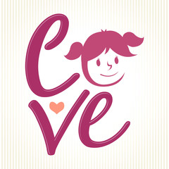 Love Sign With Silhouette of a Girl Face