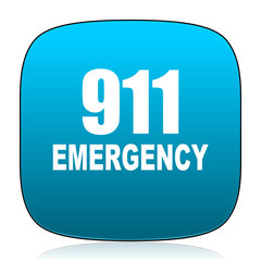 number emergency 911 blue icon