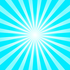 Blue sunburst background. Starburst texture. Vector illustration