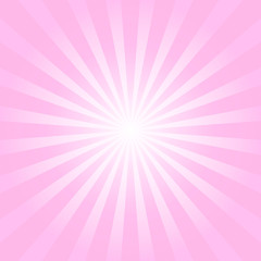 Light pink sunburst background. Starburst texture. Vector illustration.