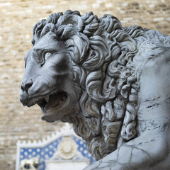 Obraz premium Marble statue of lion, Florence