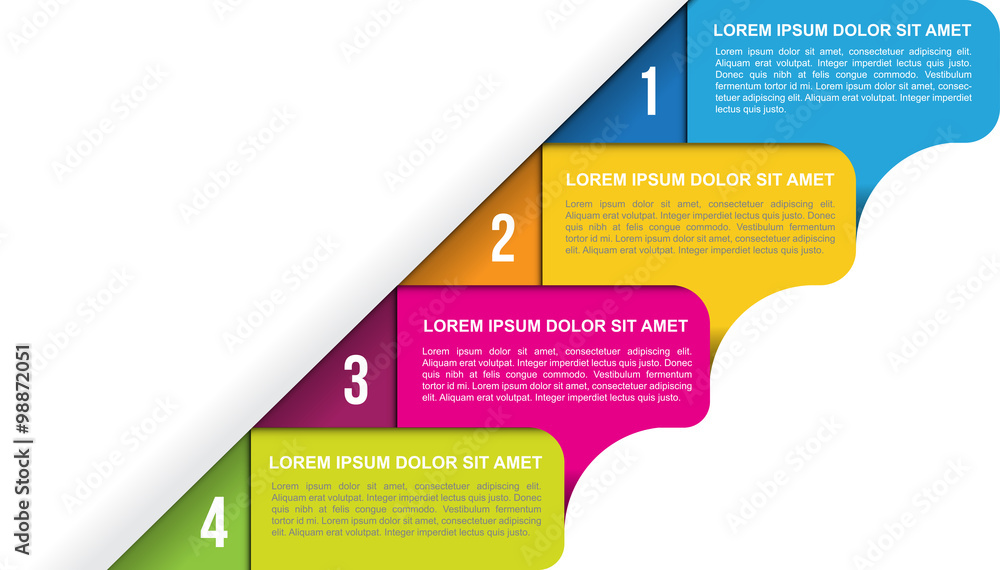 Fototapete Vector background with four colored labels and with numbers