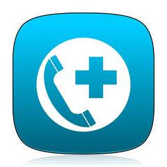 emergency call blue icon