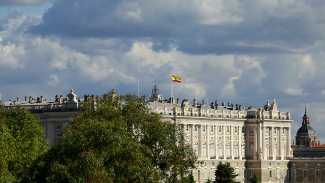 Spanish Flag on the Royal Palace in Madrid, Spain