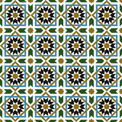 Seamless background image of vintage cross square Islam star geometry pattern.
