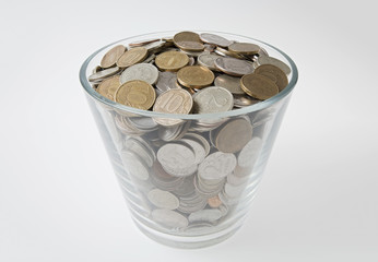 Russian trifle in a glass jar. Piggy bank. The photo is made without insulation.  
