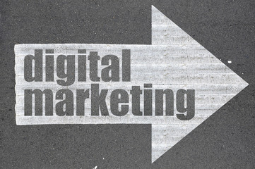 Arrow on asphalt road written word digital marketing - 98874628