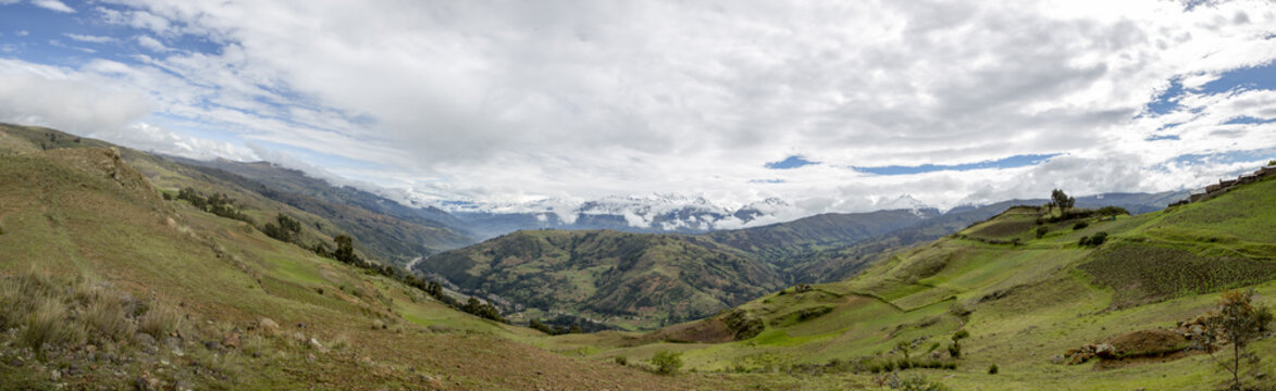 Snow covered mountain peak in the Cordillera Blanca, Peru
