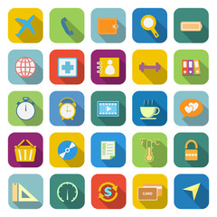 Application color icons with long shadow.Set 2