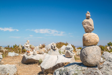 Pile of stones at the Monte Foia in Monchique, Portugal - 98876402