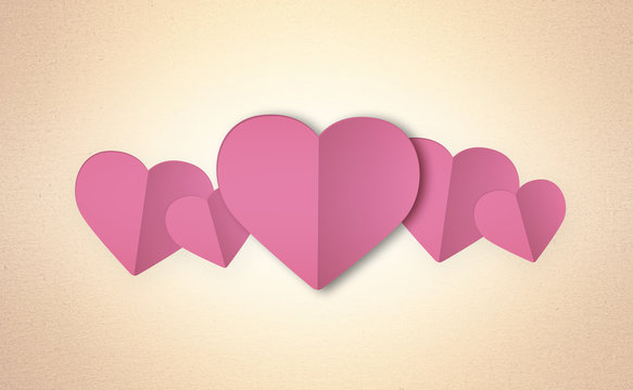 Hearts for Valentines Day Background, paper texture background