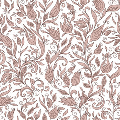 Henna Mehndi Tattoo Flowers Doodles Seamless Pattern