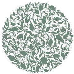 Vector Floral Background. Hand Drawn Ornament with Floral Wreath