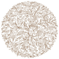 Vector Floral Background. Hand Drawn Ornament with Floral Wreath