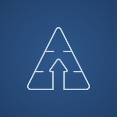 Pyramid with arrow up line icon.