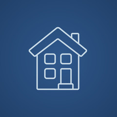 Two storey detached house line icon.