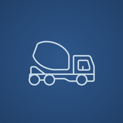 Concrete mixer truck line icon.