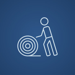 Man with wire spool line icon.