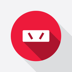 Electric plug sign. Power energy symbol. Round red circle flat icon with long shadow. Vector