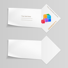 Paper banners with cube logo. Labels for your text. Ribbon, arrow view. Stationery. Vector isolated
