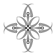 Laurel wreath tattoo. Cross. Stylized black ornament of leaves. Religion sign. Protection, peace, glory symbol. Vector isolated