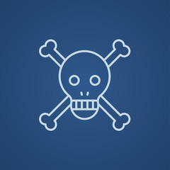 Skull and cross bones line icon.