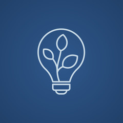 Lightbulb and plant inside line icon.