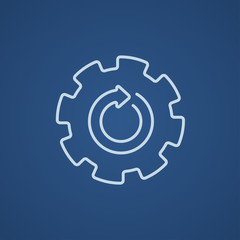 Gear wheel with arrow line icon.