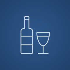 Bottle of wine line icon.