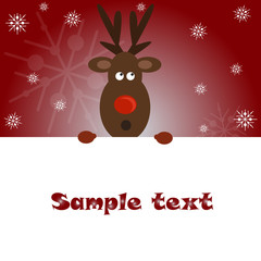 Christmas greeting card with cute reindeer and place for your text.