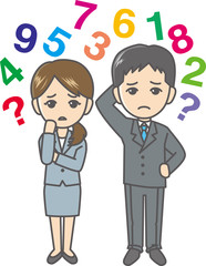 不安げなスーツの男女