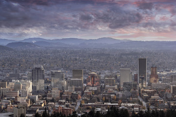 Portland Downtown Cityscape Closeup
