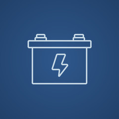 Car battery line icon.