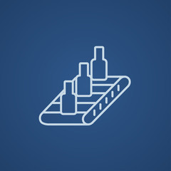 Conveyor belt system line icon.