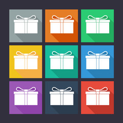 Gift box flat icons.